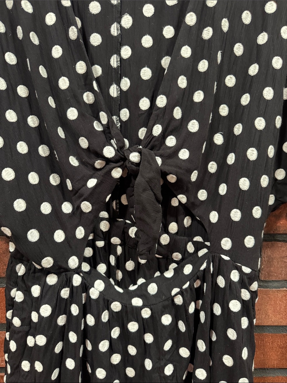 mara hoffman Polka Dot Tie-Front Black romper - Picture 4 of 8